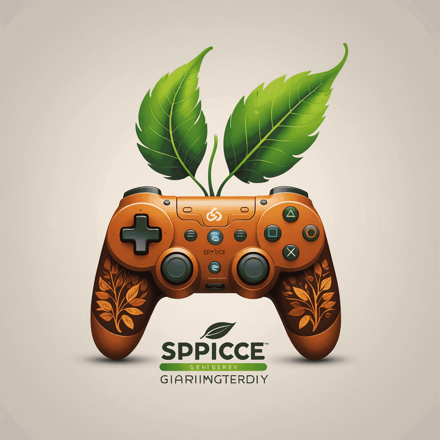 SpiceGameDev Logo: A stylized spice leaf morphing into a game controller, symbolizing the fusion of Indian culture and gaming technology