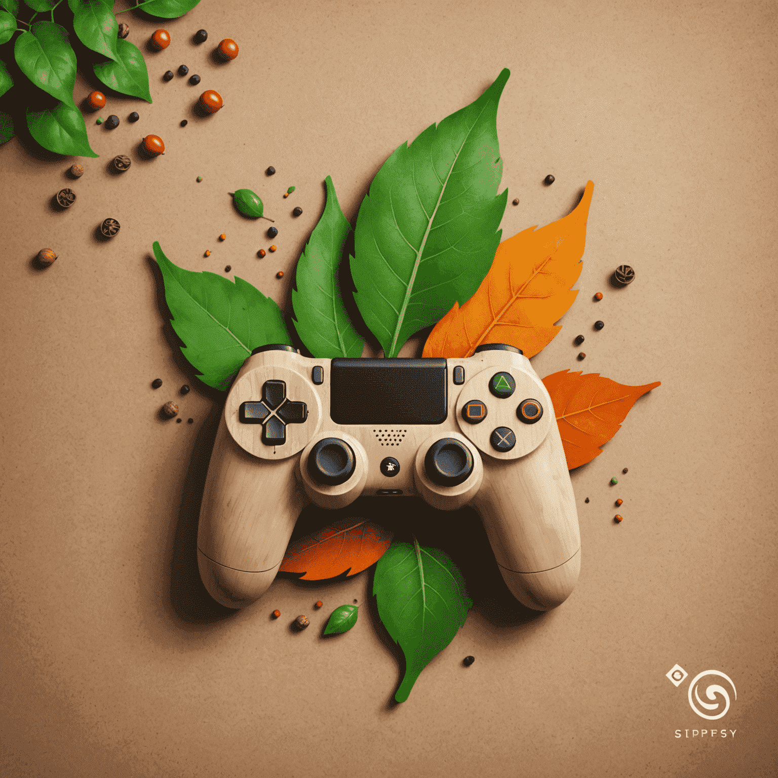 SpiceGameDev Logo: A stylized spice leaf morphing into a game controller, symbolizing the fusion of Indian culture and gaming technology