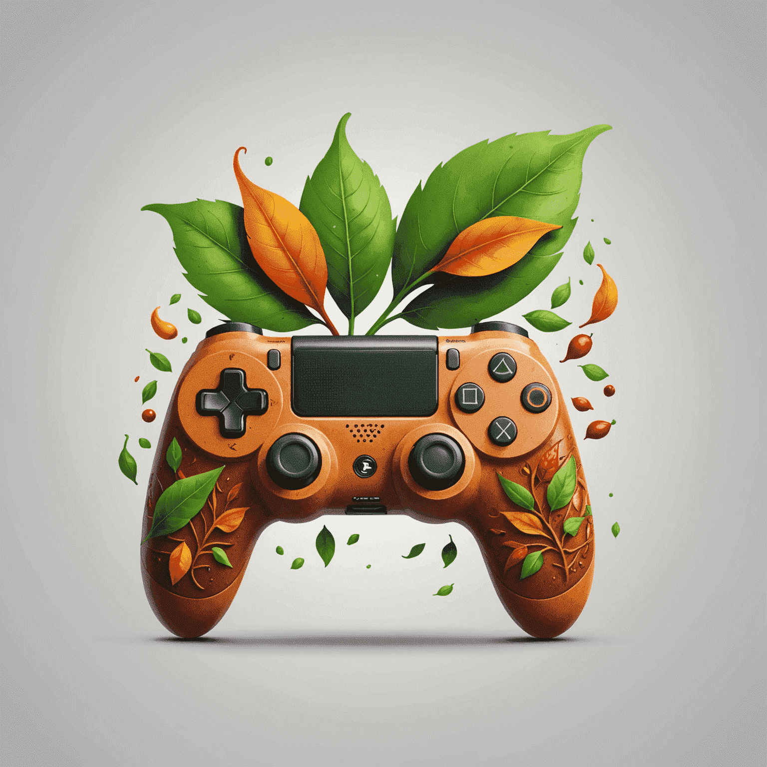 SpiceGameDev Logo: A stylized spice leaf morphing into a game controller, symbolizing the fusion of Indian culture and gaming technology