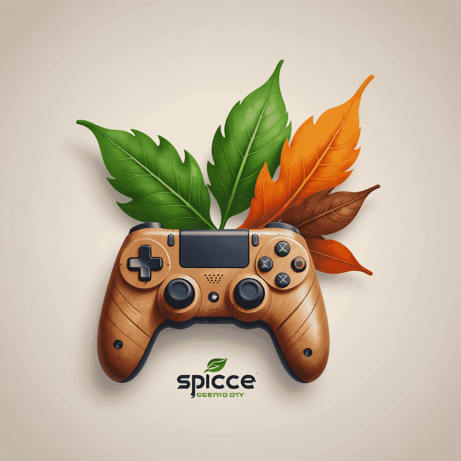 SpiceGameDev Logo: A stylized spice leaf morphing into a game controller, symbolizing the fusion of Indian culture and gaming technology