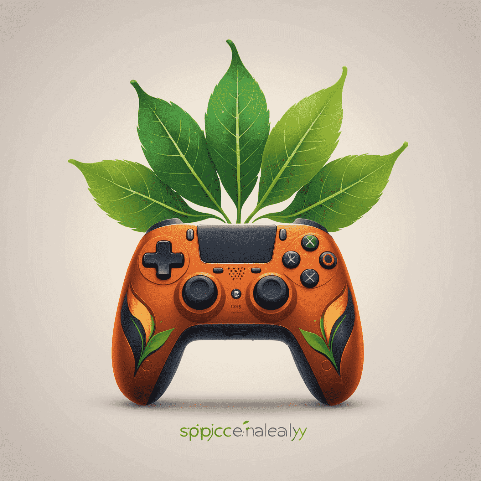 SpiceGameDev Logo: A stylized spice leaf morphing into a game controller, symbolizing the fusion of Indian culture and gaming technology