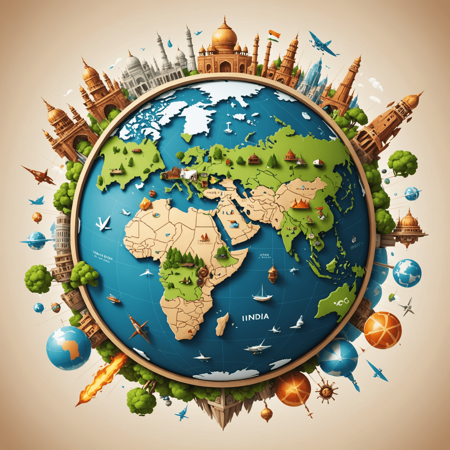 A stylized world map with India at the center, connected to various gaming icons across the globe, representing our global reach in the mobile gaming market